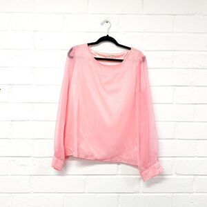Vintage Pink Top With Sheer Sleeves